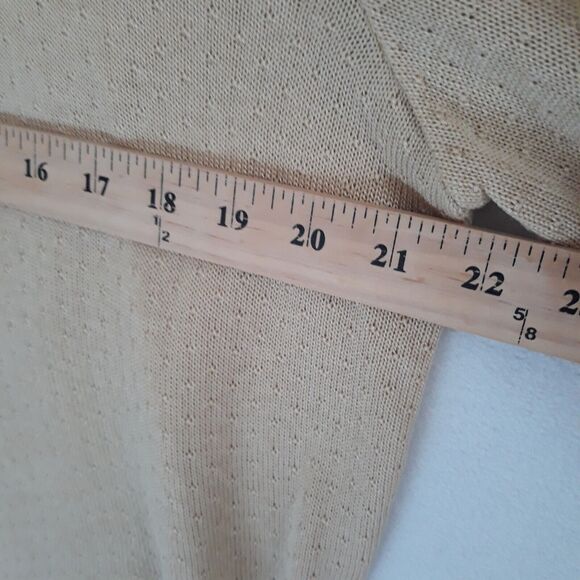 Haband Sweater Women Large Beige Pullover Knit Lace Detail Neck Sleeve Vtg - Picture 6 of 10